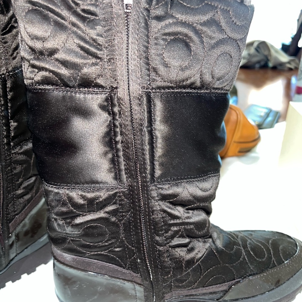 Coach Women's Quilted Dark Brown Winter Boots - Picture 4 of 7